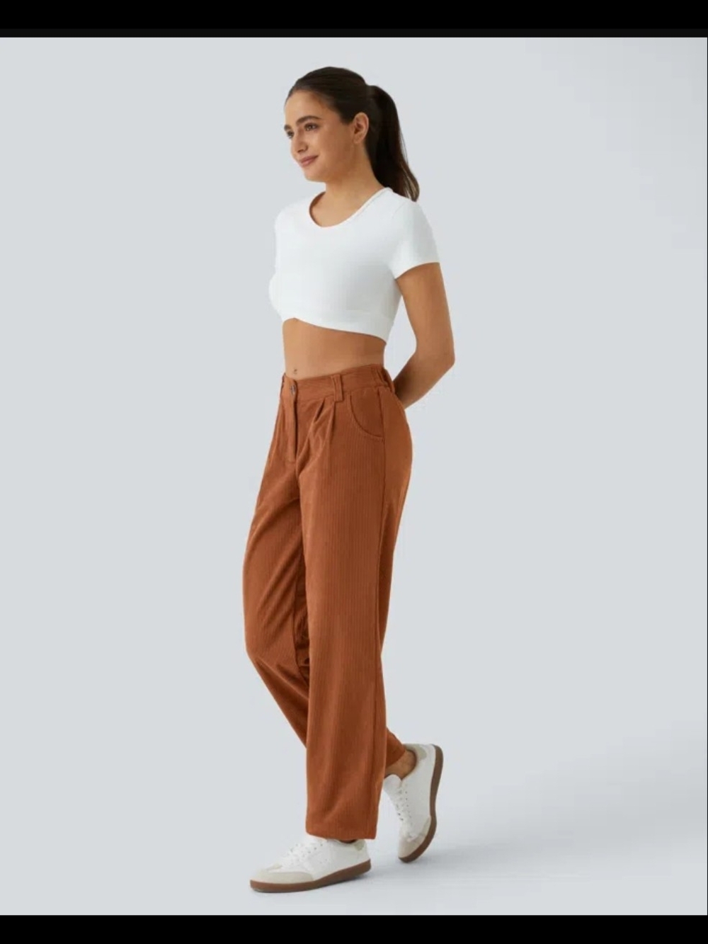 NWT HALARA High-Waist Wide Leg Trousers in Baked Clay